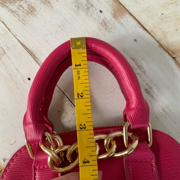 BEBE Gianna mini dome bag crossbody purse raspberry pink gold tone faux leather - Picture 14 of 16